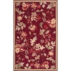 Hand hooked Red Amedeo Wool Rug (8 X 10)