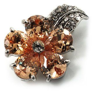 Tiny Champagne CZ Flower Pin Brooch Jewelry Pins Jewelry