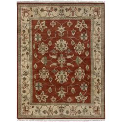Hand knotted Multicolored Burgundy Eau Claire New Zealand Wool Rug (8 X 11)