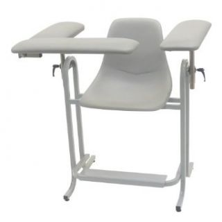 TK Manufacturing Blood Drawing (Phlebotomy) Chair, 24" Contoured Seat Height, Upholstered Flip Up Arms Dove Grey