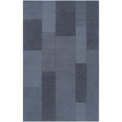 Hand crafted Solid Casual Blue Bluffton Wool Rug (9 X 12)