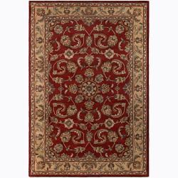 Hand tufted Mandara Red Floral Wool Area Rug (79 X 106)