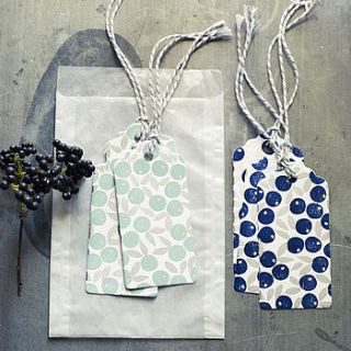 six berry hand printed gift tags by rowen & wren