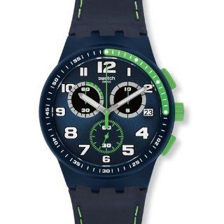Swatch Men's Originals SUSN402 Blue Leather Swiss Quartz Watch with Blue Dial Swatch Watches
