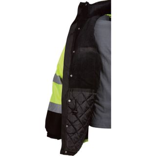 Class 3 High-Visibility Parka with Teflon — Lime/Black, 2XL, Model# UHV1004  Safety Jackets