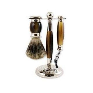 Vulfix Old Original Pure Badger Faux Horn 3pc Shaving Set Health & Personal Care