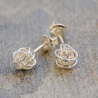 tiny sterling silver nest stud earrings by otis jaxon silver and gold jewellery