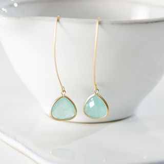 gold aventurine long drop faceted earrings by simply suzy q