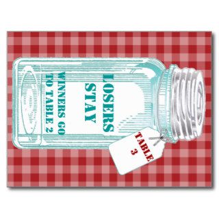 Red Gingham Bunco Table Card 3 Post Cards