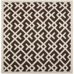 Moroccan Dhurrie Brown/ivory Modern motif Wool Rug (8 Square)