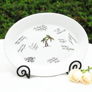 Palm Trees Guest Signature Platter And Easel Set