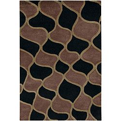 Hand tufted Mandara Black Transitional New Zealand Wool Rug (5 X 76)