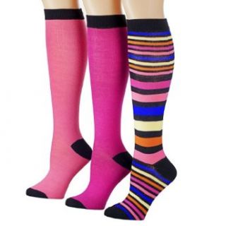 Tipi Toe Women's 3 Pack Colorful Striped Knee High Socks (KH114  PINK) Casual Socks