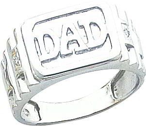 14K White Gold Diamond Dad Mens Ring Jewelry Sz 10 Jewelry