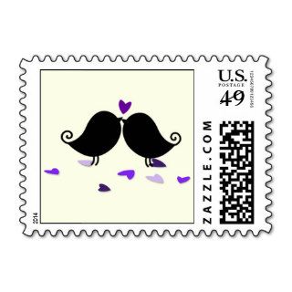 Love Birds Falling Hearts Wedding Stamps