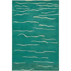 Hand tufted Mandara Green Abstract Wool Rug (5 X 76)