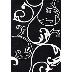 Hand tufted Floridly Black Floral Wool Rug (5 X 8)