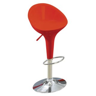 Sybill Adjustable Red Chrome Finish Air Lift Stools (set Of 2)
