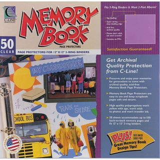 Memory Book Top load Page Protectors 12x12 3 ring   Postbound Use, Clear 50/box