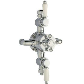Hudson Reed Chrome Triple Exposed Traditional Thermostatic Shower Faucet Valve   Faucet Handles  