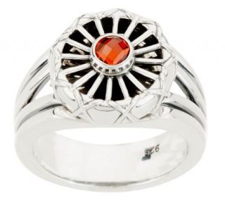 Barry Cord Sterling Garnet Gypsy Wheel Spinner Ring —