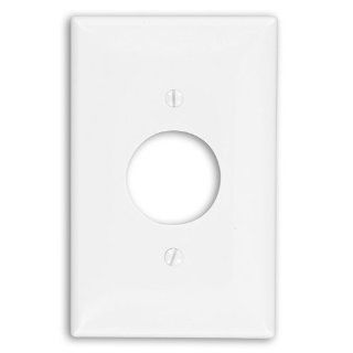 Leviton PJ7 W 1 Gang Single 1.406 Inch Hole Receptacle Wallplate, Midway Size, White   Switch Plates  