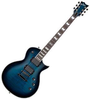 Esp Ltd Ec 401fm Flamed Black Aqua Burst Electric Guitar w Active Emgs Musical Instruments