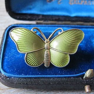 vintage guilloche enamel butterfly brooch by ava mae designs