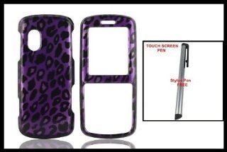 Samsung T401G (Tracfone/NET10) Snap on Hard Shell Cover Case with Leopard Purple Design + One FREE Touch Screen Stylus Pen Cell Phones & Accessories