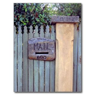 Carved Wood Mailbox Slot Number 100 Postcard