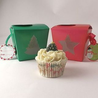 christmas single cupcake boxes pack of four by little cupcake boxes