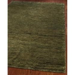 Hand knotted Vegetable Dye Solo Green Hemp Rug (2 6 X 14)