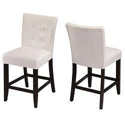 Button tufted White Counter Stool (set Of 2)