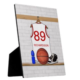 Personalized Basketball Jersey (white red) Display Plaques