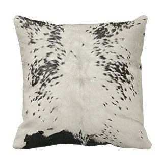 Black and Off White Salt & Pepper Cowhide Print Pillow