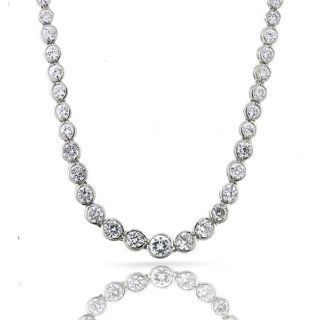 Bling Jewelry Round Bezel CZ Sterling Silver Bubble Tennis Necklace 16in Chain Necklaces Jewelry