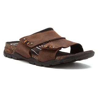 Aetrex Ventura Adjustable Double Strap Slide  Men's   Brown Leather