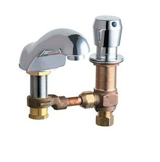 Chicago Faucets 404 665CWCP 4 Inch Widespread Lavatory Metering Faucet, Chrome   Bathroom Sink Faucets  