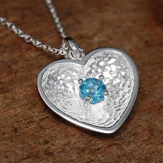 silver and blue topaz scoop heart necklace by embers semi precious and gemstone designs