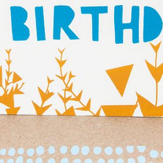 'happy birthday' mustard card by particle press and the thousand paper cranes