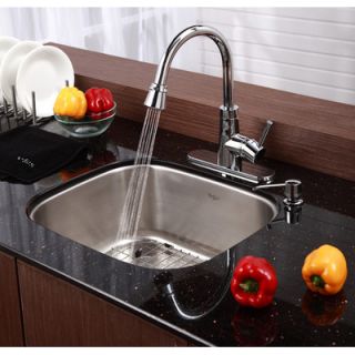 Kraus Stainless Steel Undermount 20 Single Bowl Kitchen Sink with 14
