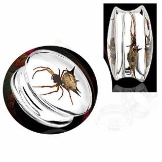 Pair of 20mm Spider Inlay Resin Casted Saddle Plug Ear Plugs Gauges E162 Body Piercing Plugs Jewelry