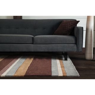 Desaturated Stripes Hand tufted Mandara Contemporary Wool Rug (5 X 76)