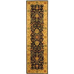 Handmade Mahal Black/ Beige Wool Runner (23 X 8)