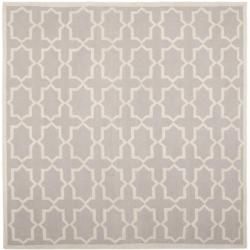 Moroccan Dhurrie Gray/ivory Wool Geometric Rug (8 Square)