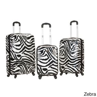 Rockland Designer Zebra 3 piece Hardside Upright Spinner Luggage Set