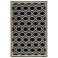 Moroccan Dhurrie Black/ivory Casual Indoor Wool Rug (8 X 10)