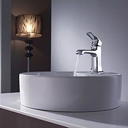 Kraus Bathroom Combo Set White Round Ceramic Sink/decorum Bas inch Faucet
