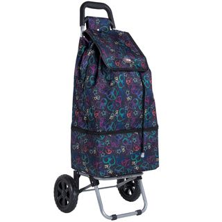 Calpak Canal Black Peace 25 inch Rolling Shopping Tote