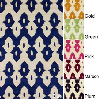 Nuloom Handmade Modern Ikat Trellis Wool Area Rug (76 X 96)